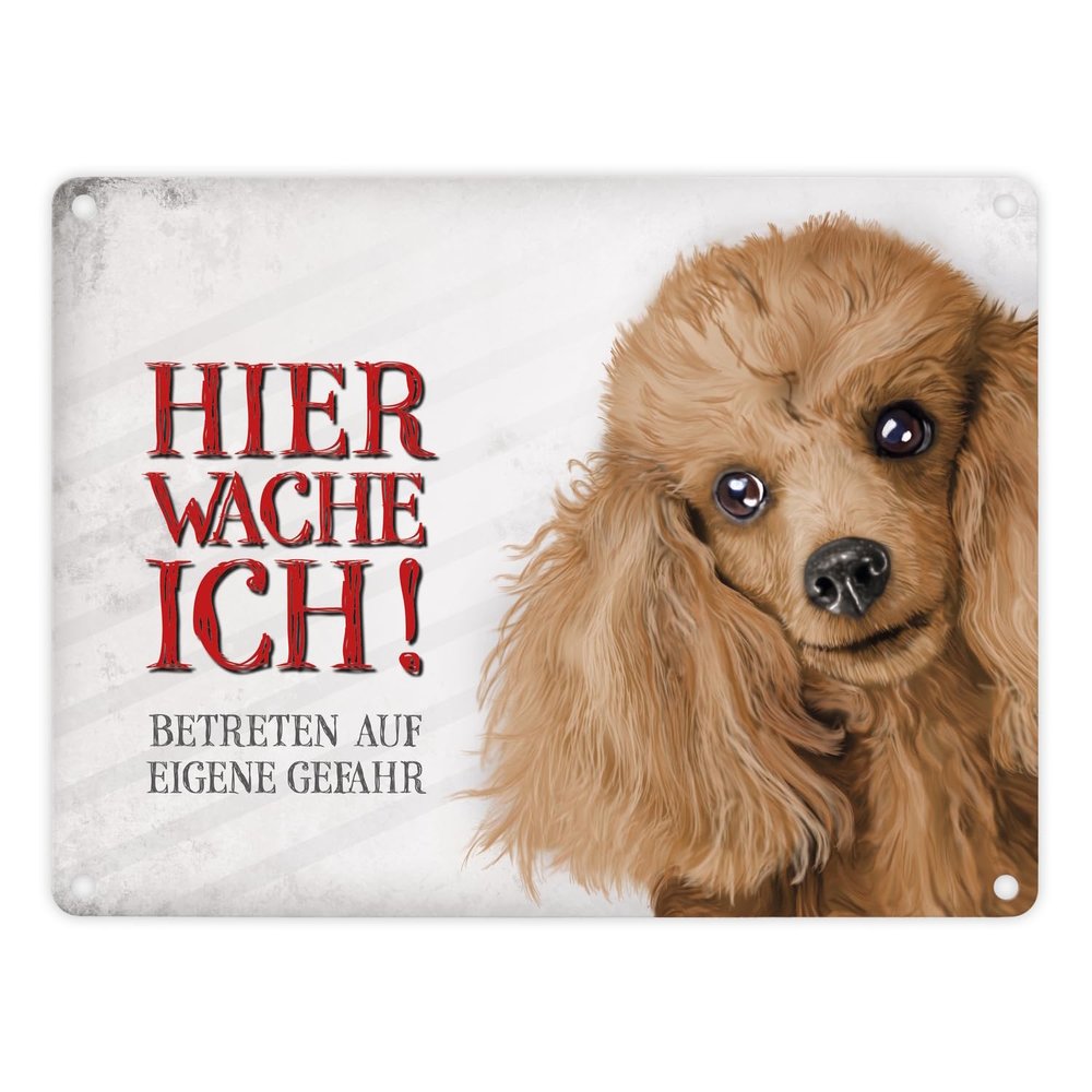 Metal Sign with Poodle Design: Enter at Your Own Risk—Dog on Duty!