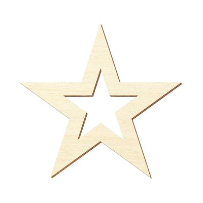 Plywood Star Cutout with Custom Inner Opening – 5–40 cm