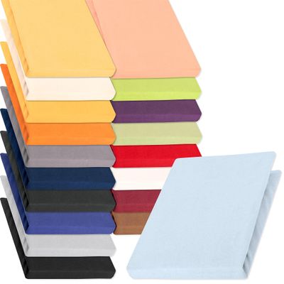 aqua-textil Pur Jersey Fitted Sheet 120x200–130x220 cm Aqua Blue, 160 g/m² Mako Cotton
