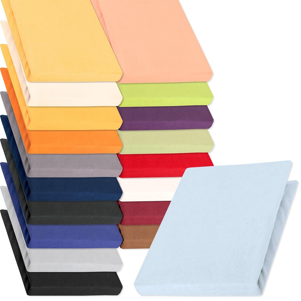 aqua-textil Pur Jersey Fitted Sheet 120x200–130x220 cm Aqua Blue, 160 g/m² Mako Cotton