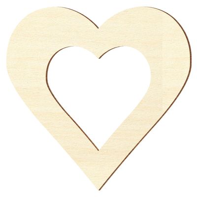 Plywood Cutouts - Heart with Custom Inner Cutout - 5–40 cm