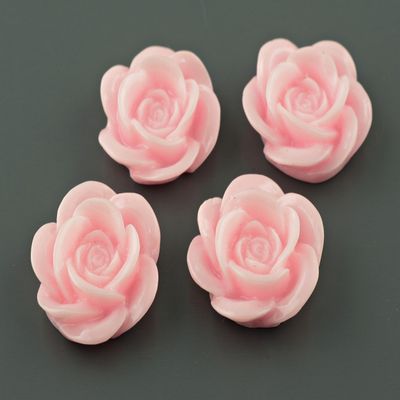 4 Pink Rose Cabochons, 18 mm