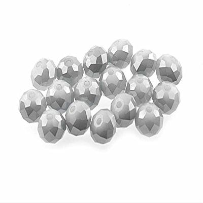 20 Gray Faceted Glass Rondelle Beads, 8 mm