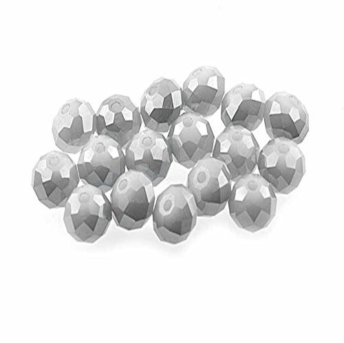 20 Gray Faceted Glass Rondelle Beads, 8 mm