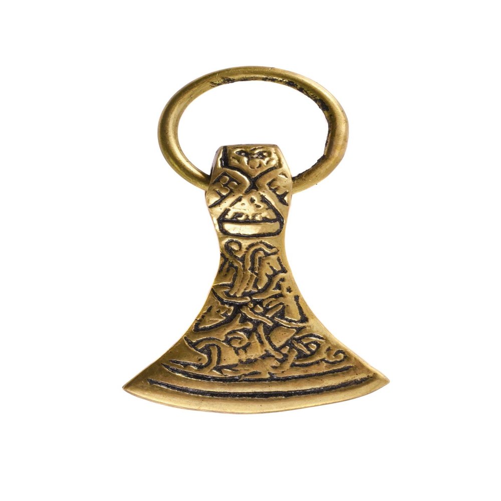 Battle-Merchant Jellinge Brass Axe Pendant, Approx. 5.5 cm