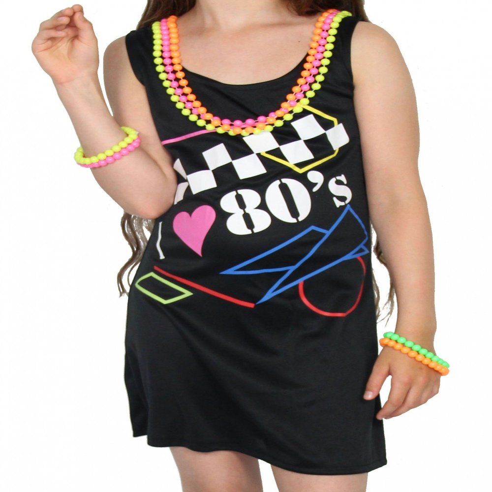 Foxxeo 40218I Women's 1980s Neon Dress, Sizes S–XXL
