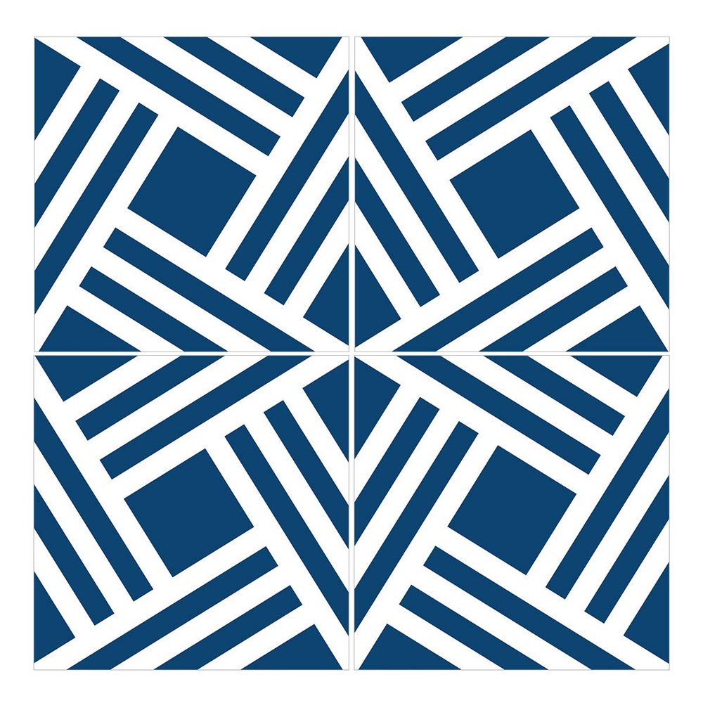 Wandkings Tile Stickers 4-Piece Set – "Leon" – 14.9 x 14.9 cm – Navy Blue
