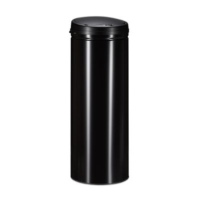 Relaxdays 50 L Sensor Trash Can, Automatic Lid, Steel, 80 cm High, Black