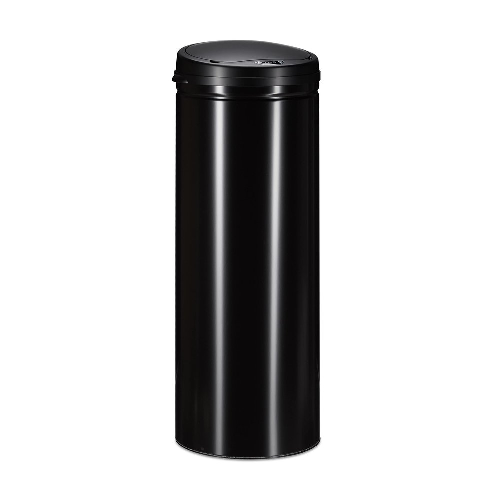 Relaxdays 50 L Sensor Trash Can, Automatic Lid, Steel, 80 cm High, Black