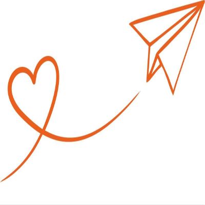 CLICKANDPRINT Heart Pilot Wall Decal, 100 x 52.1 cm, Orange