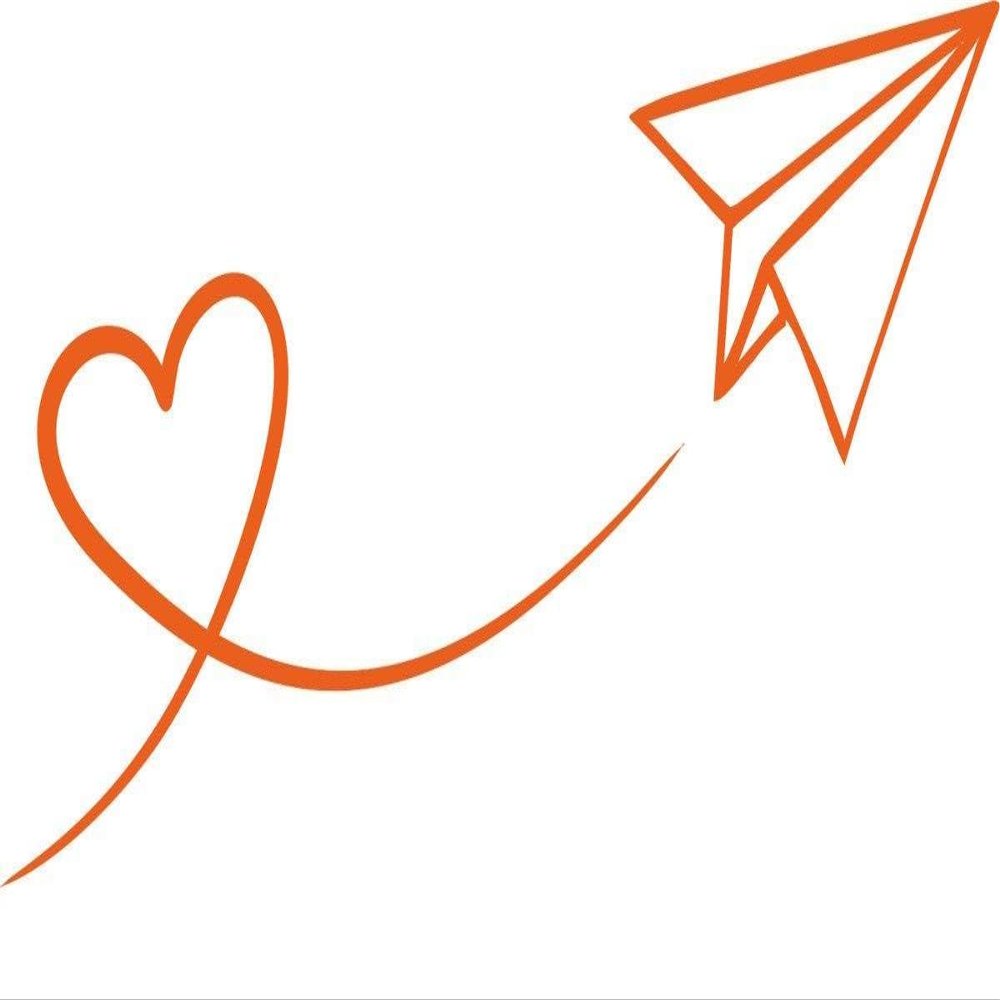 CLICKANDPRINT Heart Pilot Wall Decal, 100 x 52.1 cm, Orange