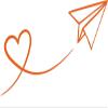 CLICKANDPRINT Heart Pilot Wall Decal, 100 x 52.1 cm, Orange view 1