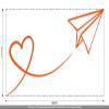 CLICKANDPRINT Heart Pilot Wall Decal, 100 x 52.1 cm, Orange view 3