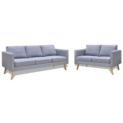 Festnight 2-Piece Fabric Sofa Set, 2- and 3-Seater, Light Gray