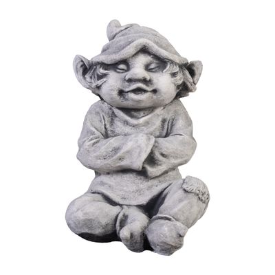 gartendekoparadies.de Sun Friend Garden Gnome, Stone Figurine, 29 cm, 9 kg, Gray, Frost-Resistant