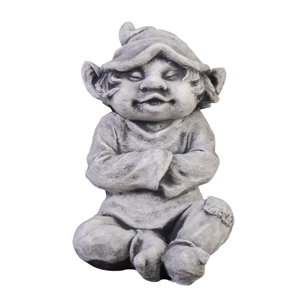 gartendekoparadies.de Sun Friend Garden Gnome, Stone Figurine, 29 cm, 9 kg, Gray, Frost-Resistant