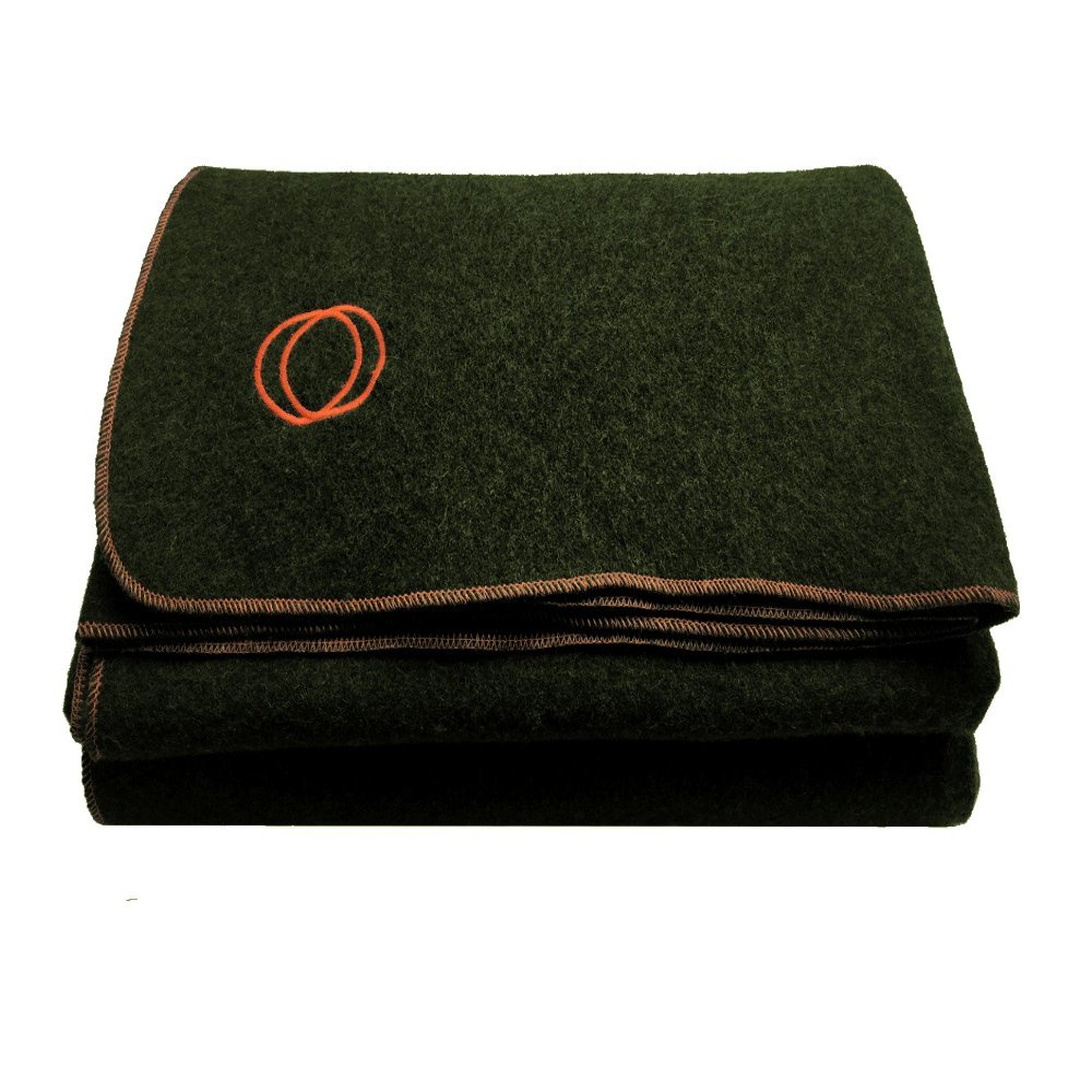 Orion Blanket Co. Vestige Military Wool Blanket, 2 kg, 167.6 x 213.4 cm (Green/Orange)