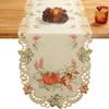 Quinnyshop Pumpkin and Sunflower Embroidered Table Runner 45 x 170 cm, Cream view 1