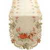 Quinnyshop Pumpkin and Sunflower Embroidered Table Runner 45 x 170 cm, Cream view 2