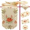 Quinnyshop Pumpkin and Sunflower Embroidered Table Runner 45 x 170 cm, Cream view 4