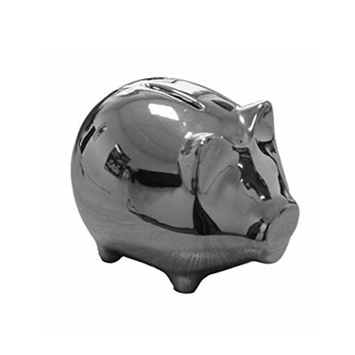 Holst Porzellan ACS 015 Money and Tip Piggy Bank, Silver, 12.5 x 9 x 9.5 cm
