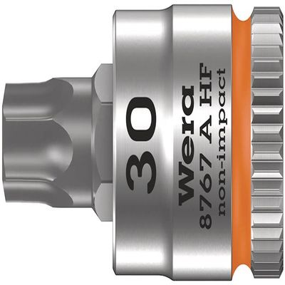 Wera 05003369001 8767 A HF Torx Zyklop Bit Socket with 1/4-Inch Drive and Holding Function, Luminous Orange, TX 30 x 28 mm