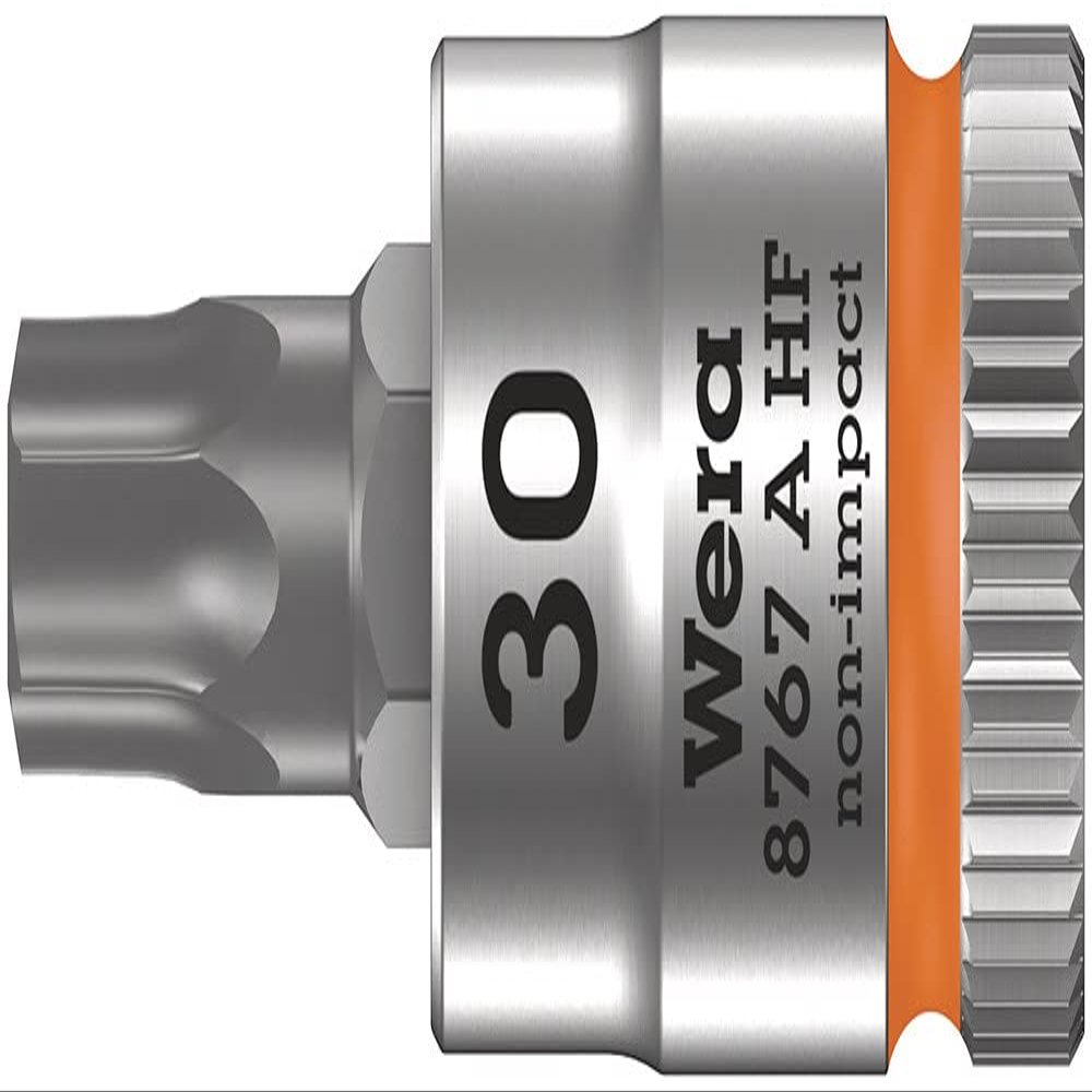 Wera 05003369001 8767 A HF Torx Zyklop Bit Socket with 1/4-Inch Drive and Holding Function, Luminous Orange, TX 30 x 28 mm