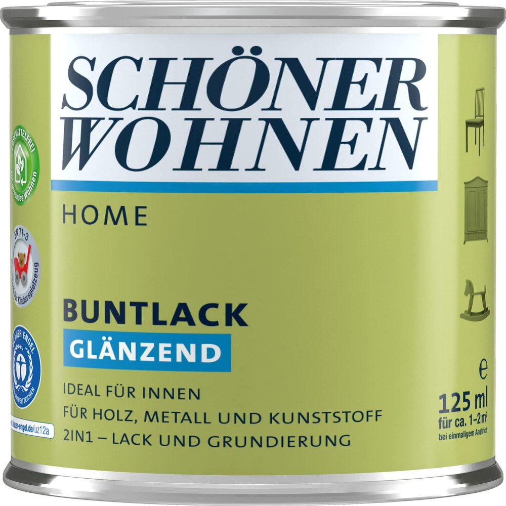 DurAcryl Colored Enamel Paint, Black, 125 ml, RAL 9900, Glossy, Schöner Wohnen