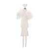 White Glitter Clay Angel with Feather Wings, Hanging Christmas Decoration view 1