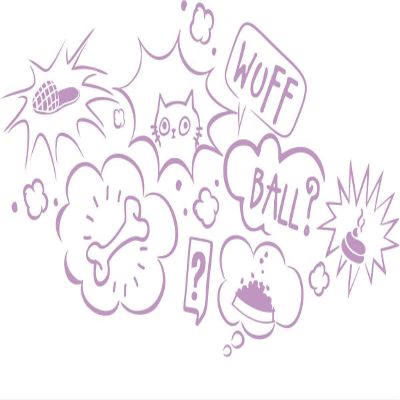 CLICKANDPRINT Wall Decal “Your Dog’s Thoughts,” 40 x 21.8 cm, Lilac