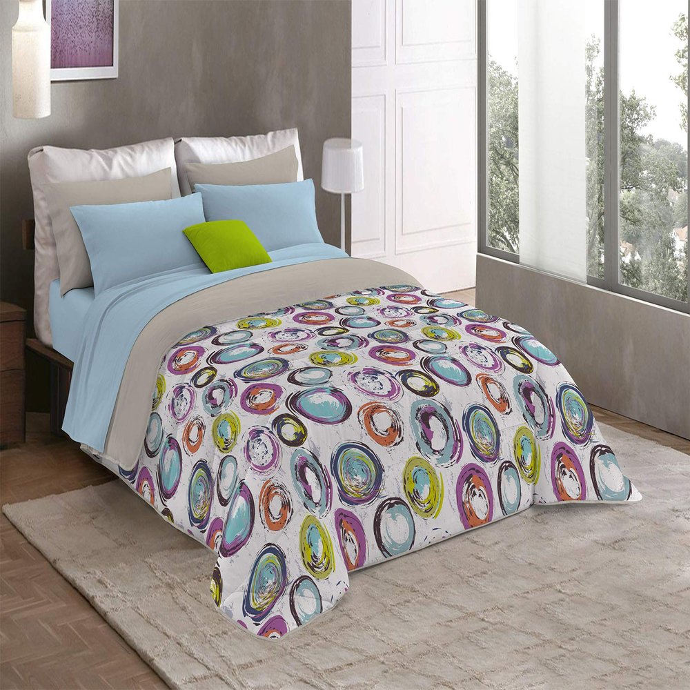 Fantasy T-FA Abstract-1P Winter Quilt, Microfiber, Abstract Circles, 170 x 260 cm