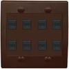 RiteAV Network Wall Plate with 8 Ports, Flat, 2-Gang, Cat5e RJ45, Brown view 1