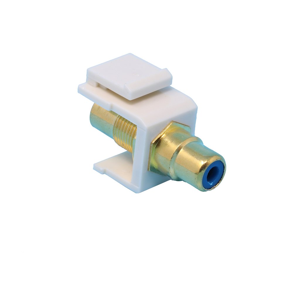 RiteAV RCA Keystone Coupler for Subwoofer Audio, Female/Female, Blue (Light Almond)