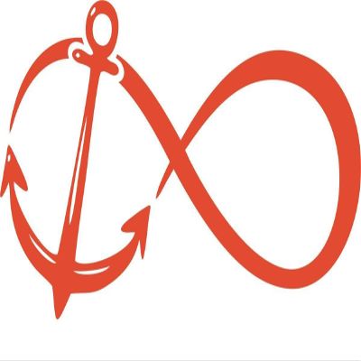 CLICKANDPRINT Infinity and Anchor Wall Decal, 170 x 86.3 cm, Orange Red