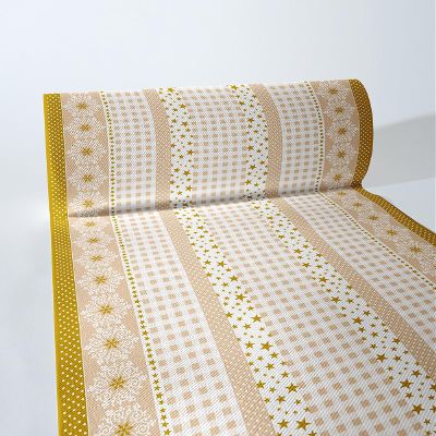 Sovie HORECA Calypso-Stripes Gold-Beige Disposable Christmas Table Runner, 40 cm x 24 m, 1 pc