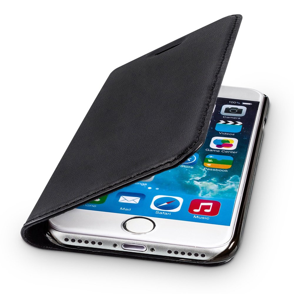 WIIUKA TRAVEL Genuine Leather Wallet Case for Apple iPhone 8, Black