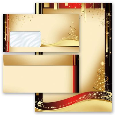 Paper-Media Christmas Letter Set (40-Piece, A4 Window Envelopes, White, Festive)