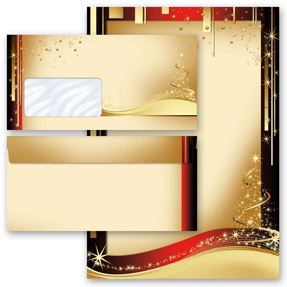 Paper-Media Christmas Letter Set (40-Piece, A4 Window Envelopes, White, Festive)