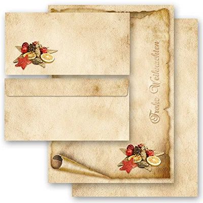 100-Piece OLD CHRISTMAS PAPER Letter Paper Set – 50 Sheets + 50 Matching DIN Long Envelopes