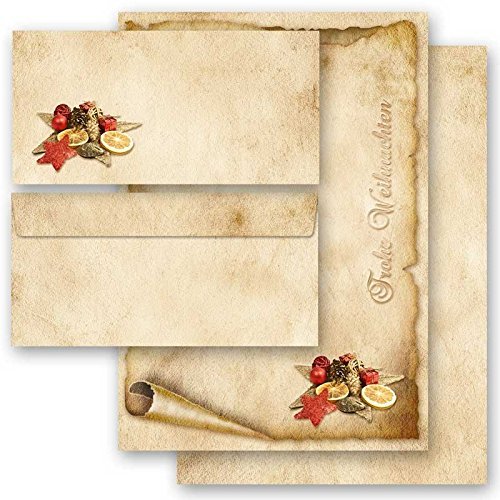 100-Piece OLD CHRISTMAS PAPER Letter Paper Set – 50 Sheets + 50 Matching DIN Long Envelopes