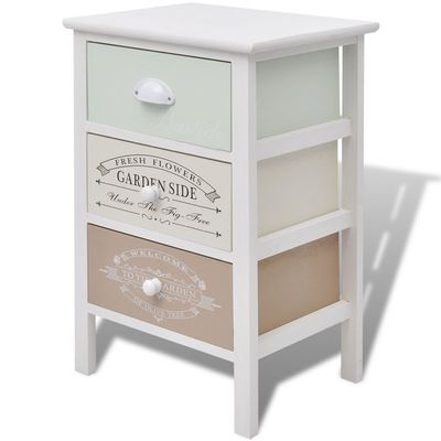 Festnight Shabby Chic 3-Drawer Wooden Side Cabinet