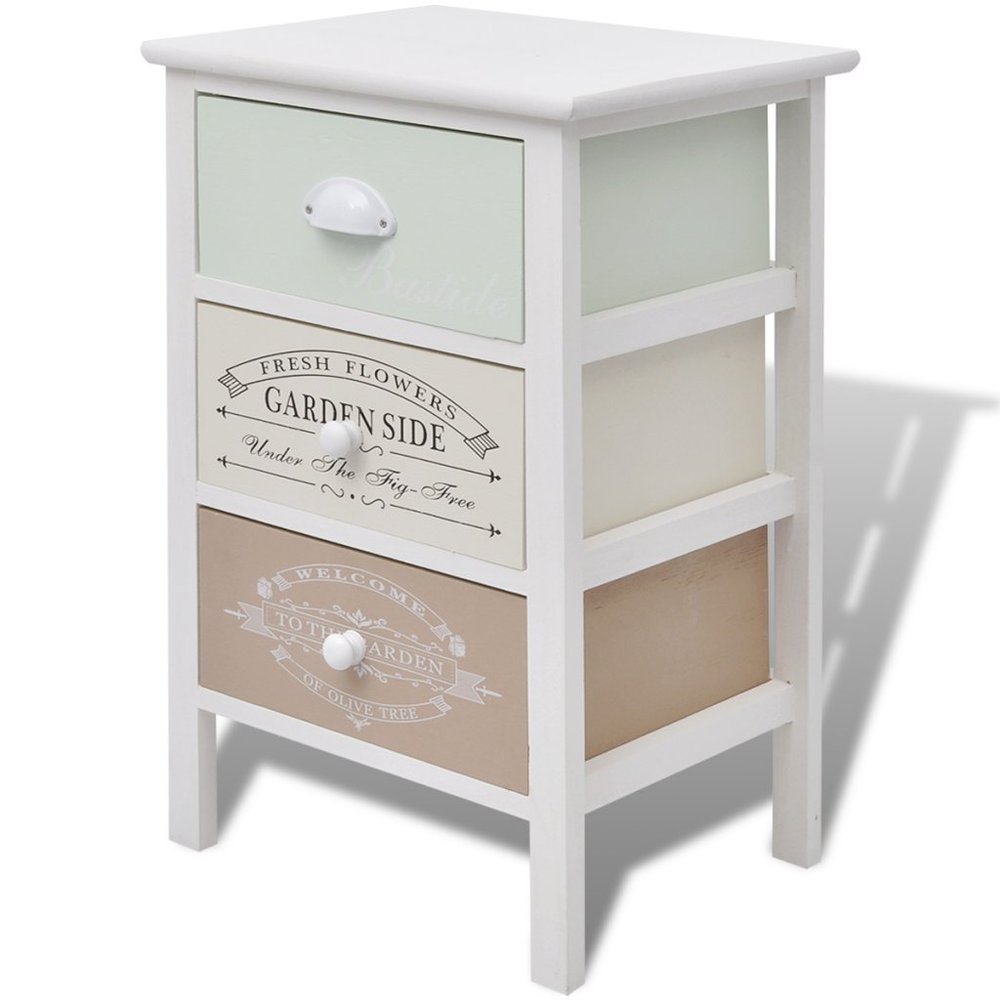 Festnight Shabby Chic 3-Drawer Wooden Side Cabinet