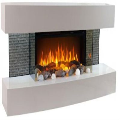 CHEMIN'ARTE Lounge Electric Wall-Mounted Fireplace, 120 x 46 cm, 2000 W, White
