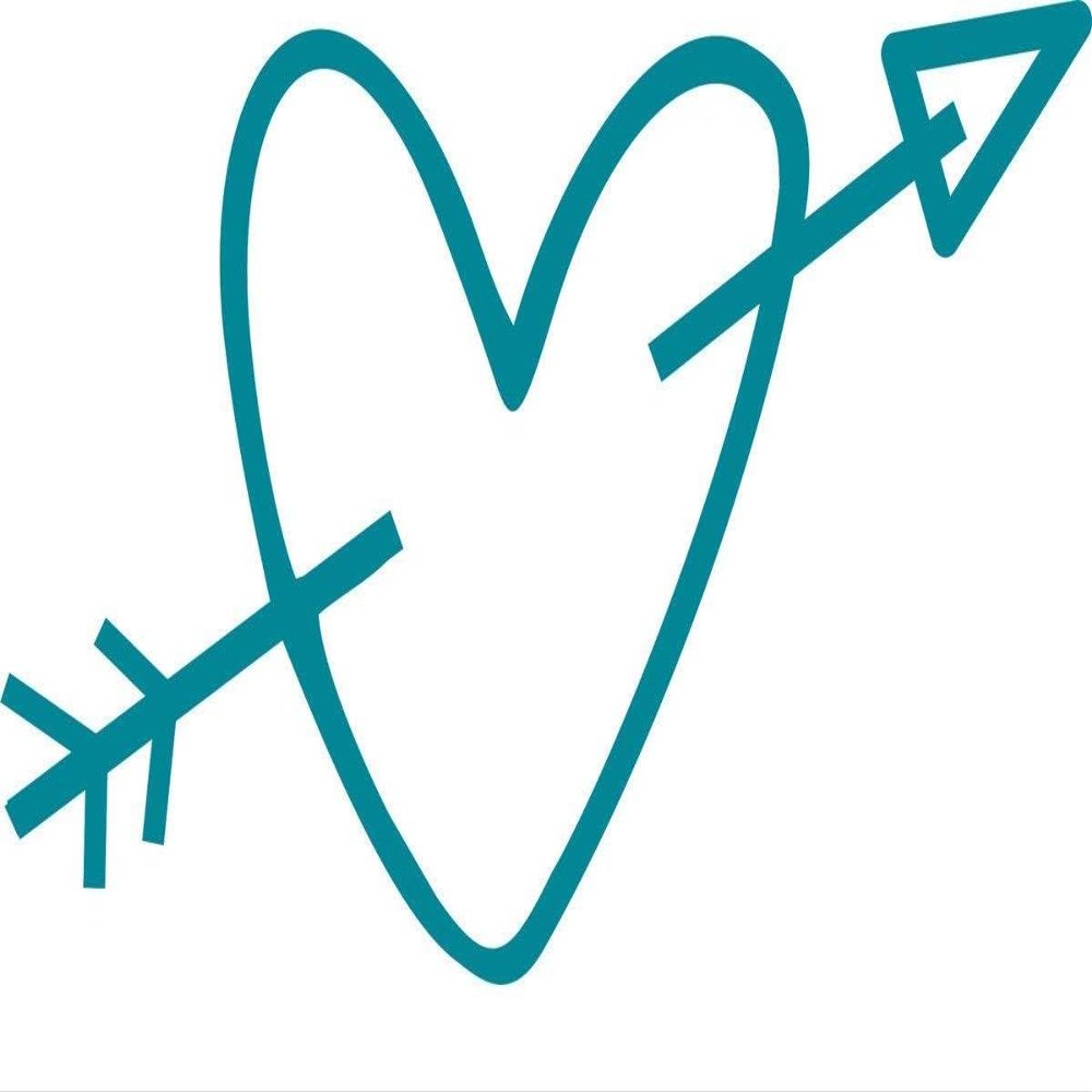 CLICKANDPRINT Heart & Arrow Sticker, 50 × 30.3 cm, Turquoise Blue