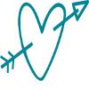CLICKANDPRINT Heart & Arrow Sticker, 50 × 30.3 cm, Turquoise Blue view 1