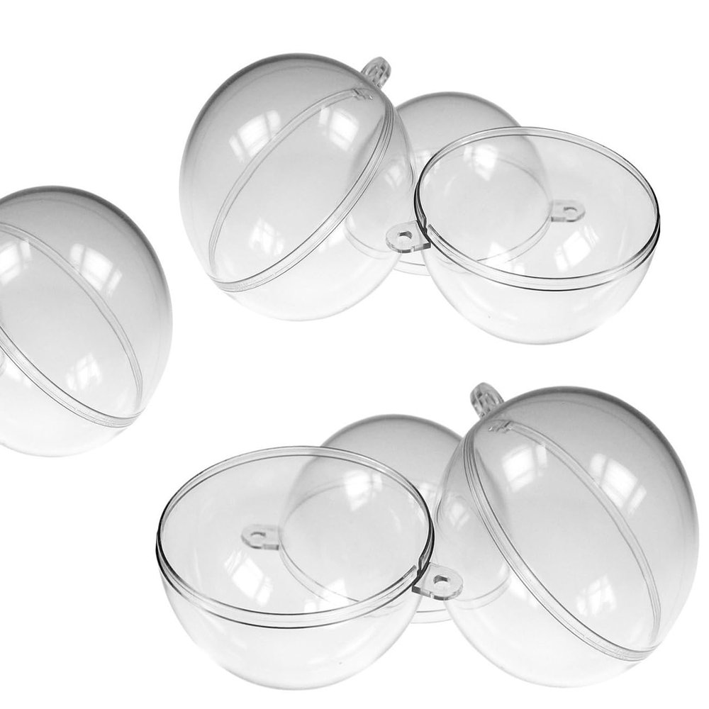 Sandras-Bastelladen 4 cm Acrylic Baubles, Set of 5, Transparent, Split with Hanging Loops
