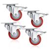 Premer 3-Inch 360-Degree Top-Plate PVC Heavy-Duty Swivel Casters with Brakes, Red, 4-Pack (880 lb) view 1