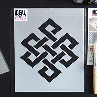 Eternal Knot Stencil, Buddhist Symbol, Reusable, XS 11 x 14 cm