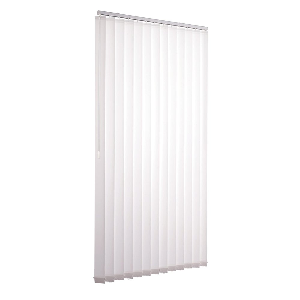 Ventanara Vertical Blind Complete Set, 89 mm, with Mounting Hardware (White, Room-Darkening), W125 x H250 cm