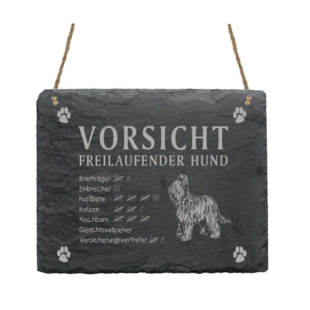 Slate Door Sign “Briard – Beware of Loose Dog” 22 x 16 cm